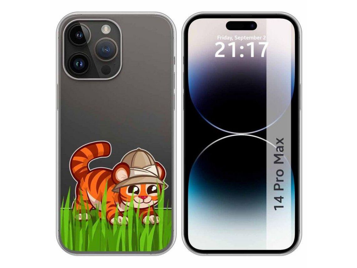 Carcasa iPhone 14 Pro Max (6.7) TUMUNDOSMARTPHONE Dibujos Transparente Tigre Multicolor