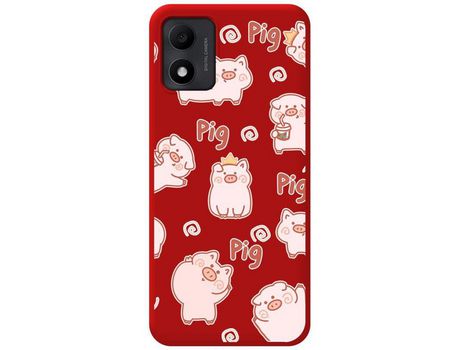 Carcasa TCL 305I TUMUNDOSMARTPHONE Silicona Líquida Dibujos Cerdos Rojo
