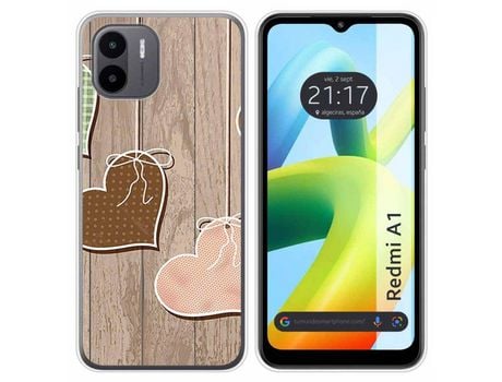 Carcasa Xiaomi Redmi A1 TUMUNDOSMARTPHONE Dibujos Corazones Madera Multicolor