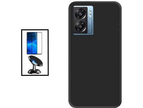 Kit Película de Cristal Templado 5D Full Cover + Funda Silicona + Soporte Magnético de coche para OnePlus A77 - Negro