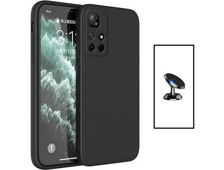 Kit Soporte Magnético de coche + Funda Silicona para Xiaomi Redmi Note 11S 5G - Negro