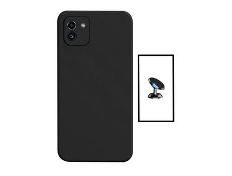 Kit Soporte Magnético de Auto + Carcasa Silicona Líquido para Samsung Galaxy A03 4G PHONECARE Negro