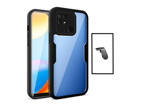 Kit Carcasa 360° Protección Frente y Verso + Soporte Magnético L para Xiaomi Redmi 10C GIFT4ME Negro