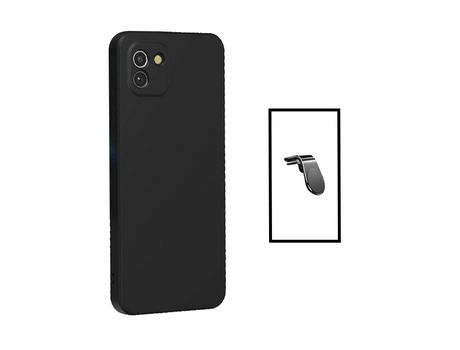 Kit Soporte de Auto Magnético L + Carcasa Protección Trasera Silicona para Samsung Galaxy A03 GIFT4ME Negro