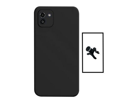 Kit Soporte Magnético con Piernas + Carcasa Protección Trasera Silicona para Samsung Galaxy A03 4G GIFT4ME Negro