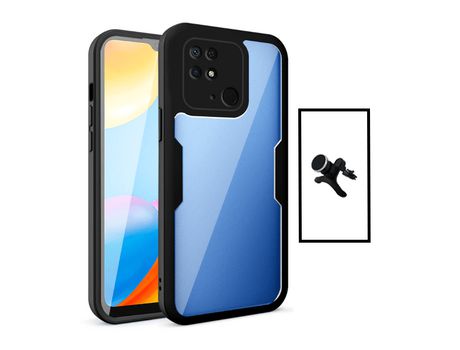 Kit Carcasa 360° Protección Frente y Verso + Soporte Magnético con Piernas para Xiaomi Redmi 10C GIFT4ME Negro