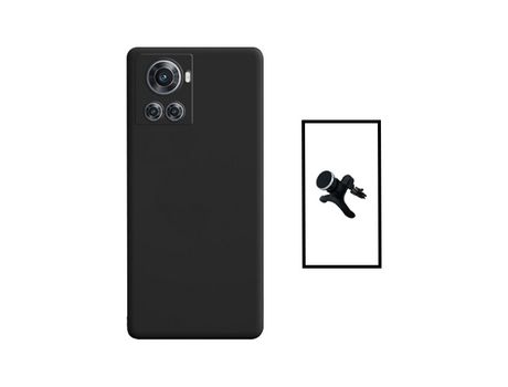 Kit Soporte Magnético con Piernas + Carcasa Protección Trasera Silicona para Oneplus 10R 5G GIFT4ME Negro