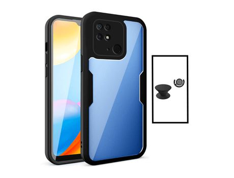 Kit Carcasa 360° Protección Frente y Verso + 1 Handholder + 1 Soporte Handholder para Xiaomi Redmi 10C GIFT4ME Negro