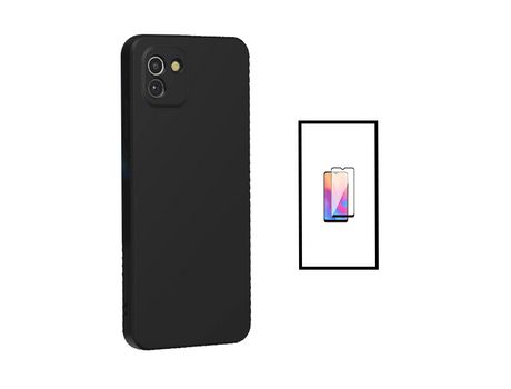 Kit Protector de Vidrio Templado Gorilasglass + Carcasa Protección Trasera Silicona para Samsung Galaxy A03 GIFT4ME Negro