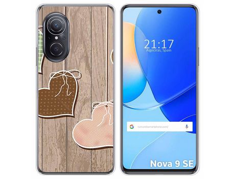 Carcasa Huawei Nova 9 Se TUMUNDOSMARTPHONE Dibujos Corazones Madera Multicolor