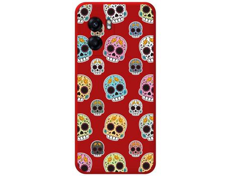 Carcasa Realme Narzo 50 5G TUMUNDOSMARTPHONE Silicona Líquida Dibujos Catrina Rojo