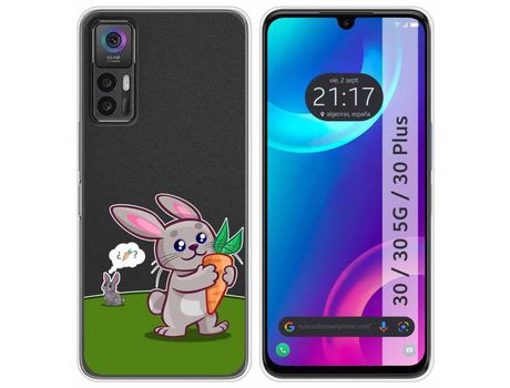Carcasa TCL 30 / 30 5G / 30 Plus TUMUNDOSMARTPHONE Dibujos Transparente Conejo Multicolor