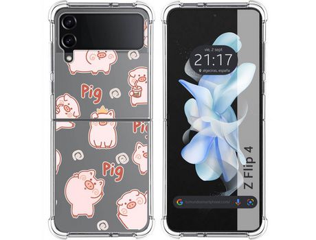 Carcasa Samsung Galaxy Z Flip4 5G TUMUNDOSMARTPHONE Dibujos Antigolpes Cerdos Multicolor