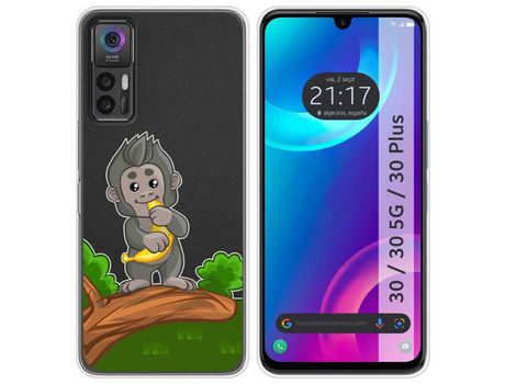Carcasa TCL 30 / 30 5G / 30 Plus TUMUNDOSMARTPHONE Dibujos Transparente Mono Multicolor
