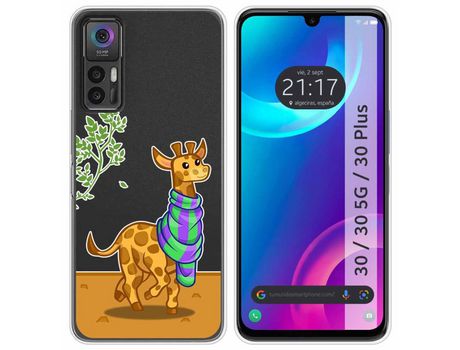 Carcasa TCL 30 / 30 5G / 30 Plus TUMUNDOSMARTPHONE Dibujos Transparente Jirafa Multicolor