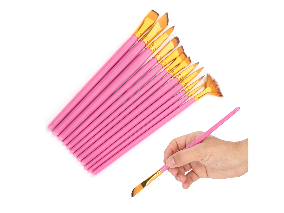 Juego De 12 Pinceles De Nailon Para Pintura Al Óleo, Acuarela, Acrílico, Gouache Y Otras Técnicas Artísticas.
