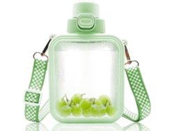 Botella De Agua Cuadrada Kawaii Con Pajita Y Asa Ajustable, Botella De Agua Deportiva Portátil Con Adhesivo De Dibujo Animado. Rosewell