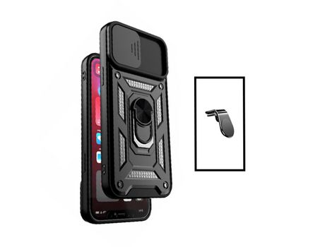 Kit de soporte magnético L + ventana deslizante Funda militar magnética de defensa para Xiaomi Mi 11 Lite Negro