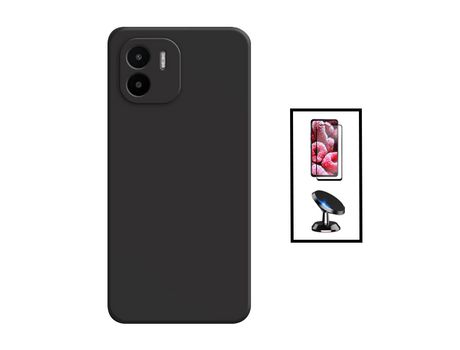 PHONECARE Película de privacidad 5D + Funda líquida de silicona + Kit de soporte magnético para coche para Xiaomi Redmi A1 Negro