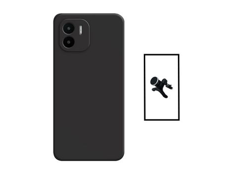 Kit de soporte magnético reforzado para el coche + funda líquida de silicona para el Xiaomi Redmi A1 negro