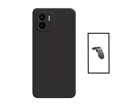 Kit de soporte magnético para el coche + funda líquida de silicona para el Xiaomi Redmi A1 Negro