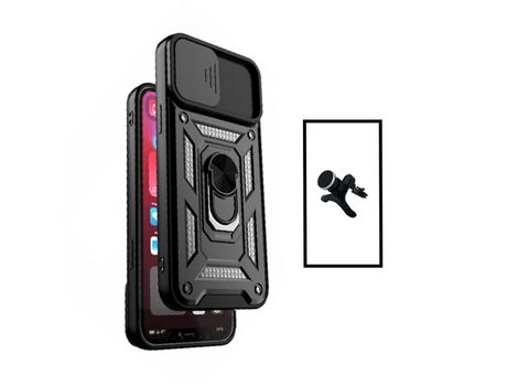 Funda de transporte magnética reforzada + ventana deslizante militar magnética para Xiaomi Redmi Note 10 Pro Negro