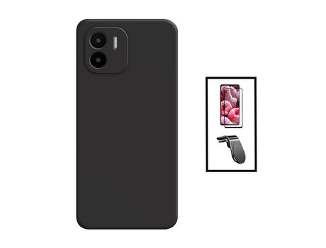 PHONECARE Película de Privacidad 5D + Funda de Silicona Líquida + Kit de Soporte Magnético para Coche para Xiaomi Redmi A1 Negro