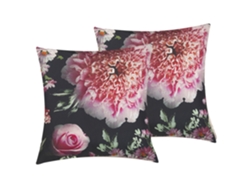Conjunto de 2 cojines decorativos BELIANI Hedera de Poliéster Negro 45x45x6