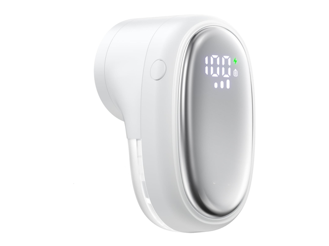 Afeitadora De Telas, Recargable, De 1200 Mah, Portátil, Para Suéteres, 3 Velocidades Y Pantalla Digital Led (blanca)