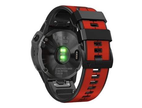 Correa de Silicona dos colores 22mm para Garmin Descent G1/Fenix 7/Fenix 6 Pro/Fenix 5 Plus - rojo/negro