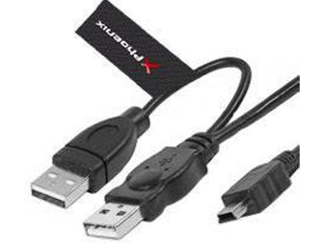 Cable USB PHOENIX TECHNOLOGIES Mini-USB B/2 x USB 1.5 m Macho/Macho Negro