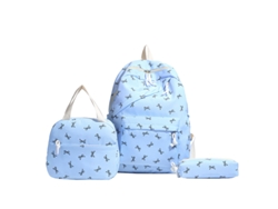 Conjunto De Mochila De 3 Peças Para Mulher, Para Alunos Do Ensino Básico E Secundário Azul Hexinyigjly