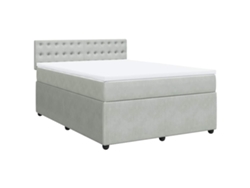 Maison Exclusive - Cama Box Spring Con Colchón Terciopelo Gris Claro 140x200 Cm