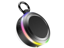 Altavoz Bluetooth Yizhood con luz, resistente al agua IPX7, radio FM y micrófono integrado, color negro
