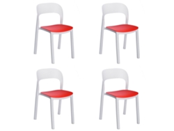 GARBAR ONA Set 4 Silla Interior Exterior Blanco - Rojo
