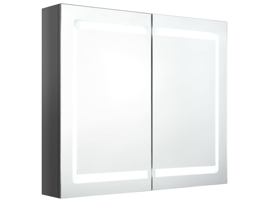 Maison Exclusive - Armario De Baño Con Espejo Led Gris Brillante 80x12x68 Cm