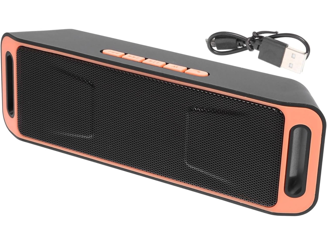 Altavoz Inalámbrico Portátil Naranja Con Mini Subwoofer, Altavoz Compacto