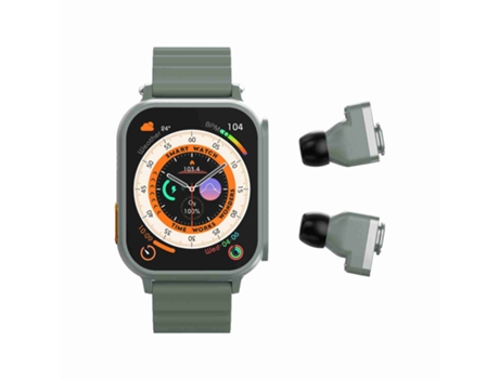 Smartwatch N22 2 en 1 1,96 '' Pantalla HD Auriculares deportivos con llamada Bluetooth (verde)