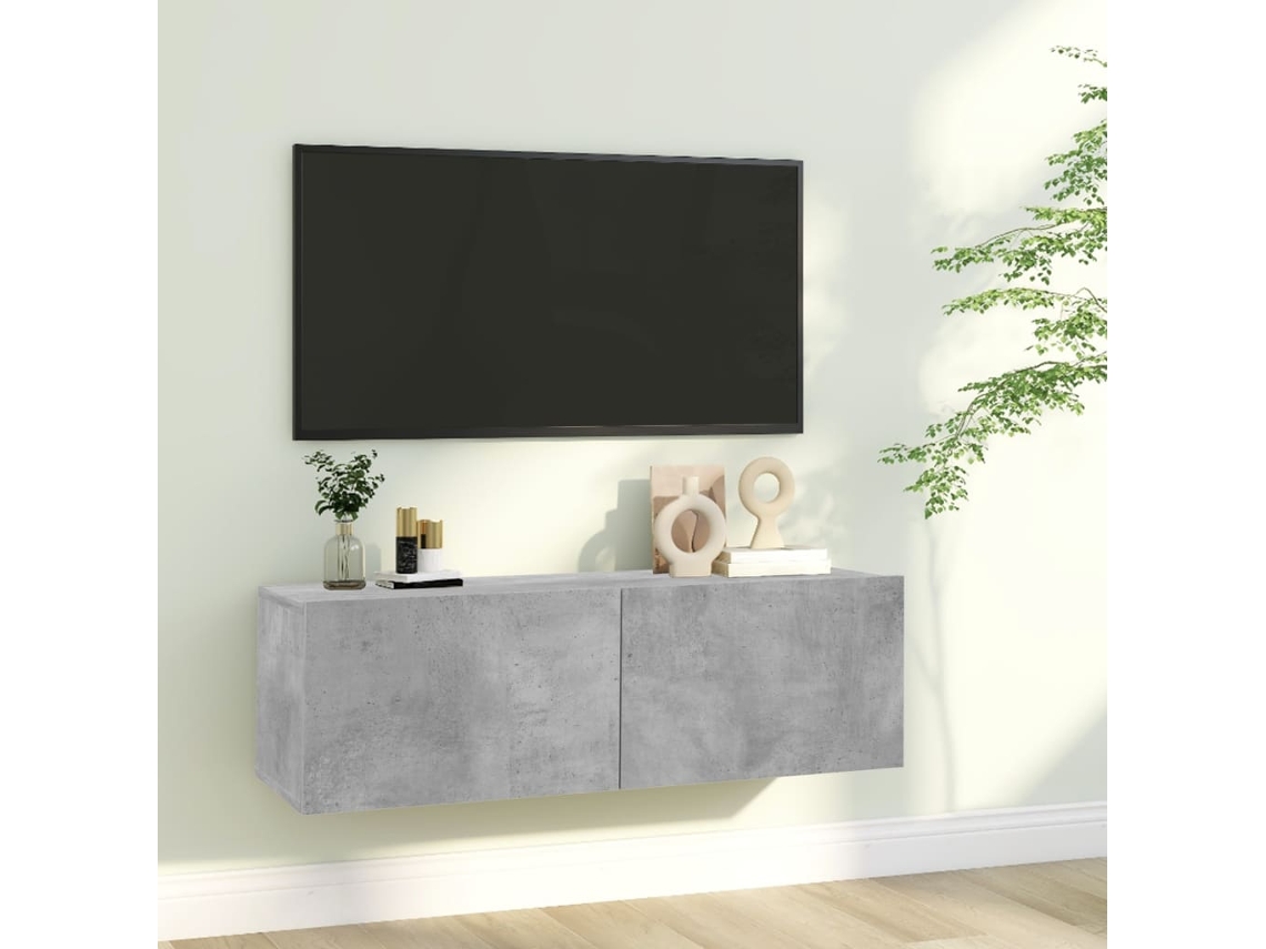 Mueble de Armario Tv 100X30X30 Cm Contrachapado Gris Cemento