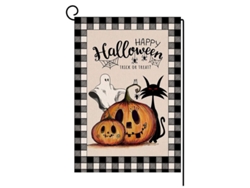 Guirnalda Decorativa De Jardín De Halloween Con Calabaza, Gato Y Fantasma - Vertical Dúplex Para Uso Exterior