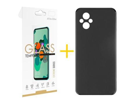 Pack 1x Película de Vidrio templado 2.5D + Funda SKYHE Oppo A96 5G Silicone Liso Peto