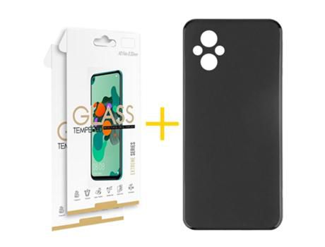 Pack 2x Película de Vidrio templado 2.5D + Funda SKYHE Oppo A96 5G Silicone Liso Peto