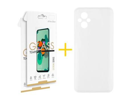 Pack 2x Película de Vidrio templado 2.5D + Funda SKYHE Oppo A96 5G Silicone Liso Transparente Cear
