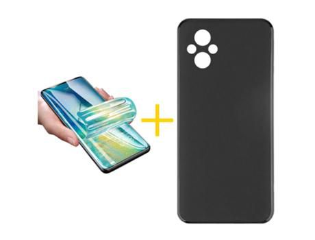 Pack 1x Película de Hydrogel + Funda ACCETEL Oppo A96 5G Silicone LisoPreto