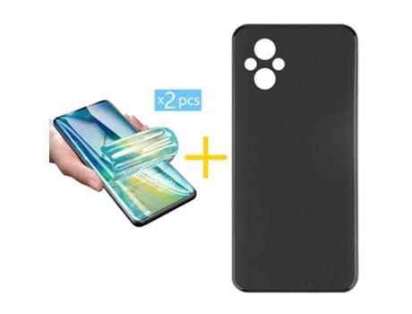 Pack 2x Película de Hydrogel + Funda ACCETEL Oppo A96 5G Silicone LisoPreto