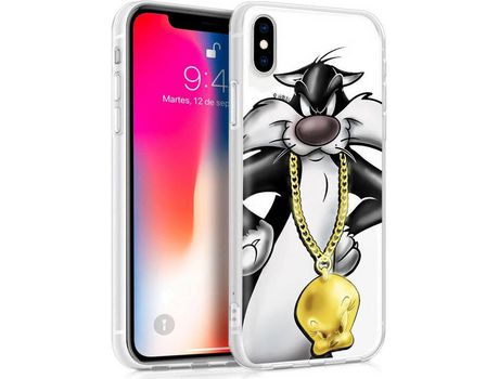 Funda iPhone X, XS COOL Looney Tunes Silvestre Blanco