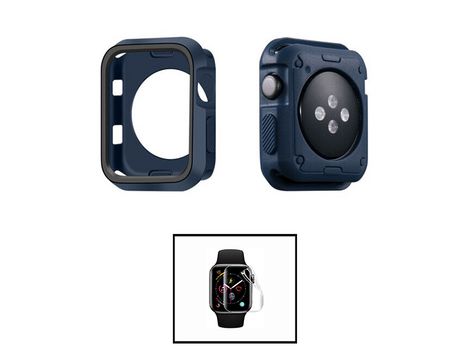 Kit Carcasa Military Doublecolor + Protector de Hydrogel para Apple Watch Se 2022 40Mm PHONECARE Azul Oscuro/Negro