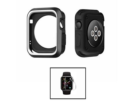 Kit Carcasa Military Doublecolor + Protector de Hydrogel para Apple Watch Se 2022 40Mm PHONECARE Negro/Blanco