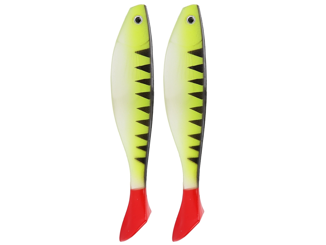 2 Señuelos Artificiales Blandos Con Forma De Pez Para Pesca (verde Y Rojo)