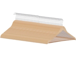 20 Perchas de Madera Antideslizantes | Color Natural | Percha Ideal para Disfraces | COM-FORT HOUSE Gancho Giratorio de Acero Inoxidable